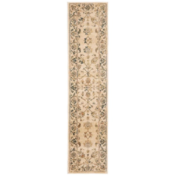 AVERLEY HOME Jayson Beige/Gold 2 ft. x 8 ft. Oriental Runner Rug 018104 ...