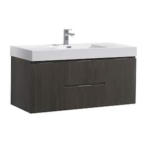 Valencia 48 in. W Wall Hung Bathroom Vanity in Gray Oak with Acrylic Vanity Top in White