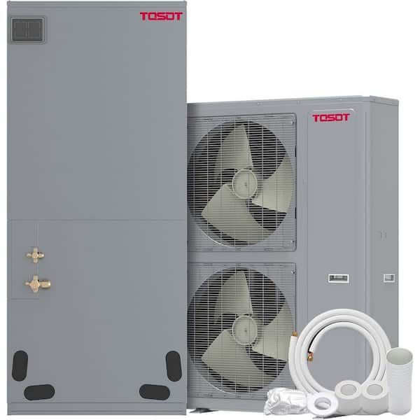 60,000 BTU Ducted Central AC Heat Pump System 5 Tons, Originality 2-Stage Compressor, 50 ft. Copper Line 18.5 SEER2, R32