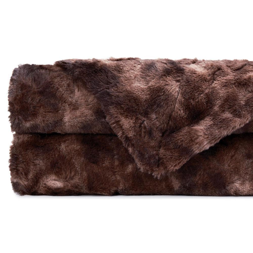 Chocolate Twin Reversible Faux Fur Throw Blanket