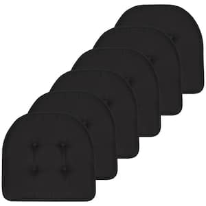 Black, Solid U-Shape Memory Foam 17 in. x 16 in. Non-Slip Indoor/Outdoor Chair Seat Cushion (6-Pack)