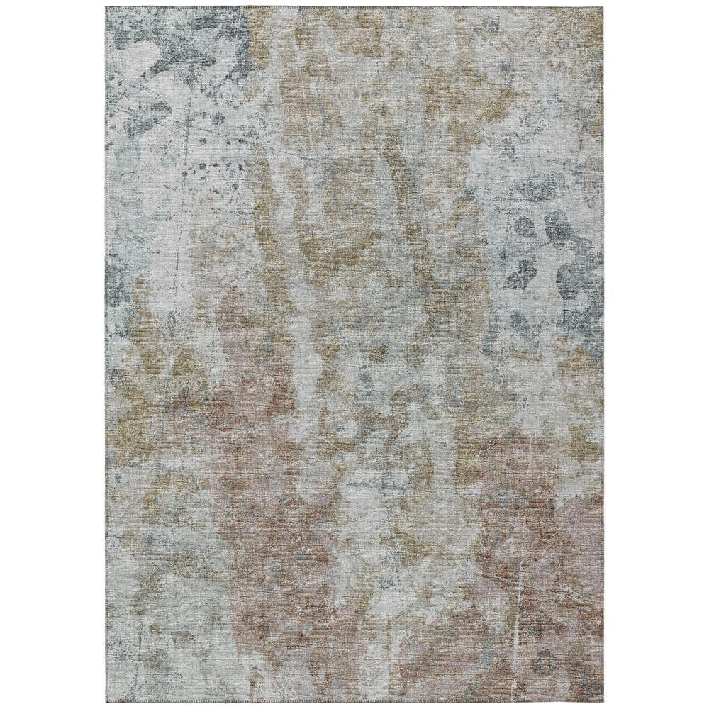 Accord Blue 8 ft. x 10 ft. Abstract Indoor/Outdoor Washable Area Rug
