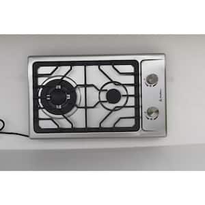 12 in. 2 Burners Recessed Gas Cooktop in stainless with LPG/NG Dual Fuel With Thermocouple Protection