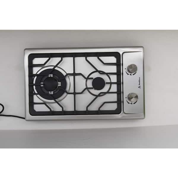 JEREMY CASS 12 in. 2 Burners Recessed Gas Cooktop in stainless with LPG/NG Dual Fuel With Thermocouple Protection