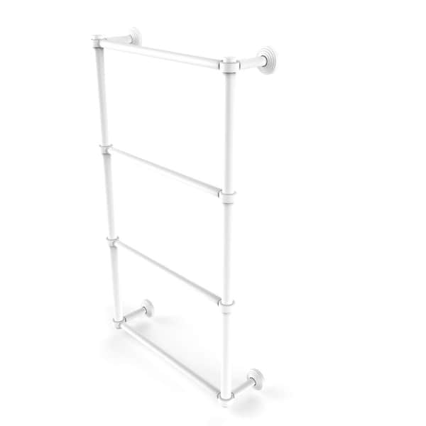 Allied Brass Waverly Place Collection 36 in. Wall Mounted 4 Tier Ladder Towel Bar with Dotted Detail in Matte White