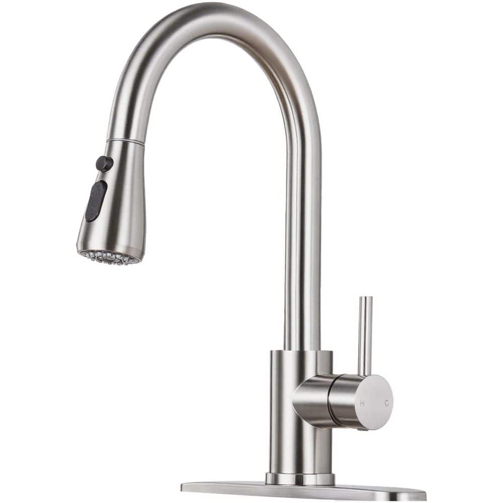 Brushed Nickel 14.2 in. H Pull Down Sprayer Kitchen Faucet with 360 ° Spout Swivel price history on PriceWatchPro