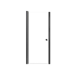 Lyna 29 in. W x 70 in. H Pivot Frameless Shower Door in Matte Black with Clear Glass