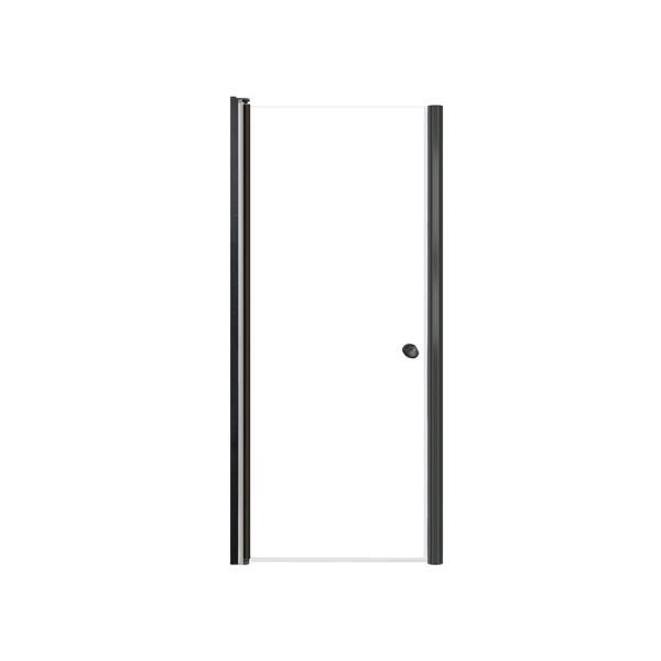 Transolid Lyna 29 in. W x 70 in. H Pivot Frameless Shower Door in Matte Black with Clear Glass