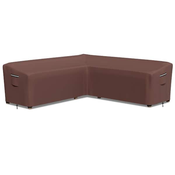 Unbranded Patio V-Shaped Sectional Sofa Cover, Outdoor Heavy-Duty Waterproof and Anti-UV Furniture Cover, Easy to Care (Brown)