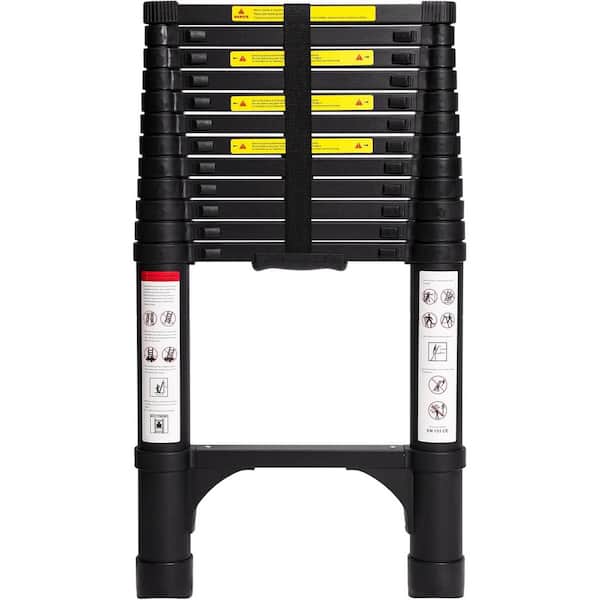 12.5 ft. Aluminum Telescoping Ladder, Lightweight Collapsible Extension with Stabilizers, 330 lbs. Capacity
