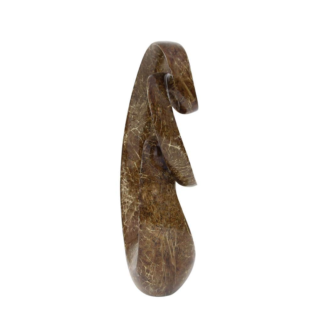 Abstract Brown Polystone Swirl Decorative Sculpture