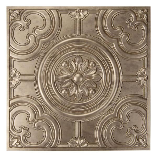 Antique Gold 2 ft. x 2 ft. Decorative Faux Tin Drop In Ceiling Tile, Square Edge Lay-In Ceiling Tile (48 sq. ft./Case)
