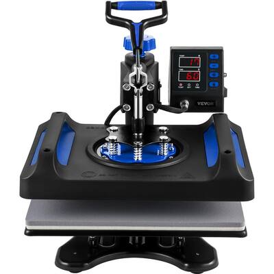 12 in. L x 15 in. W Upgrade Heat Press 5 in 1 Power-Saving Combo 360° Rotation Screen T-Shirt Printing Machine in Blue
