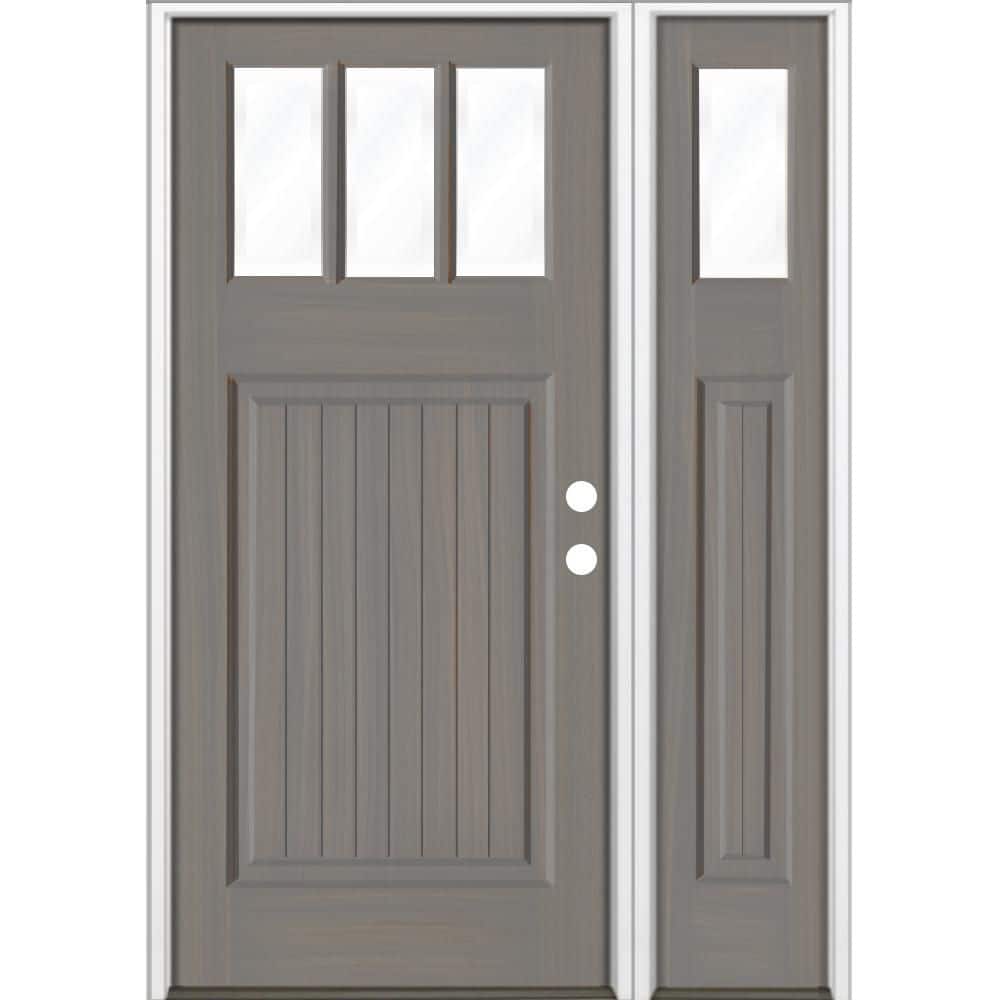 36 in. x 80 in. Craftsman 3-Lite Clear Glass VG Grey Stain Left Hand Hemlock Wood Prehung Front Door w/RSL price history on PriceWatchPro