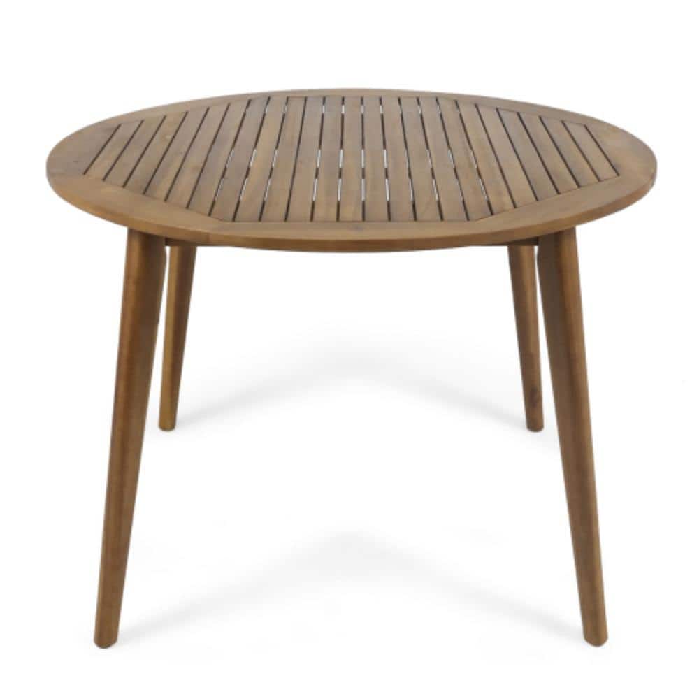 "47.25"" Round Acacia Wood Dining Table with Teak Finish, Modern Slatted Patio Table for Outdoor Use" price history on PriceWatchPro