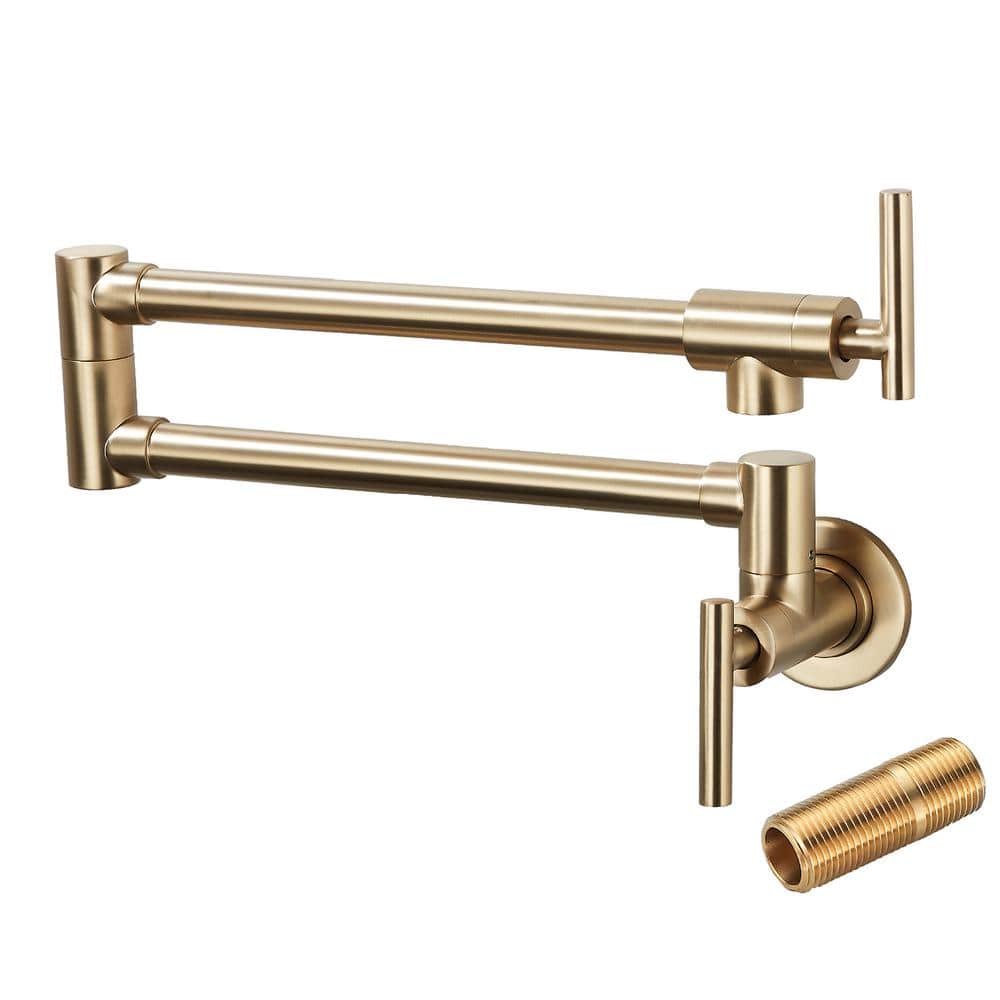 androme 360° Rotation Wall Mounted Pot Filler with Handle in Gold H01003G