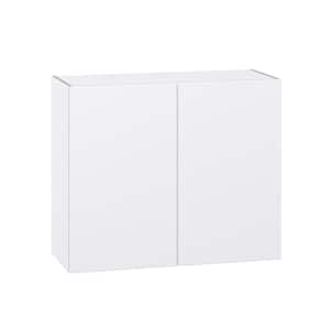 Fairhope Glacier White Slab Assembled Wall Kitchen Cabinet (36 in. W x 30 in. H x 14 in. D)