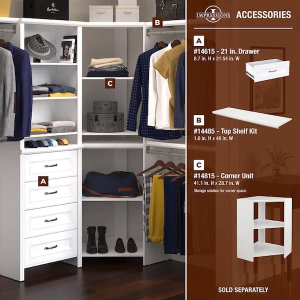 ClosetMaid Impressions Standard 60 in. W - 120 in. W White Wood