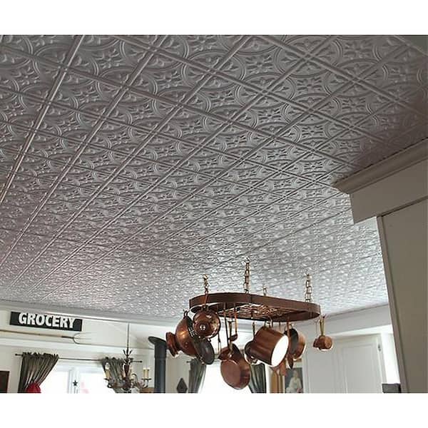 Glue Up Tin Ceiling Tile In Matte White
