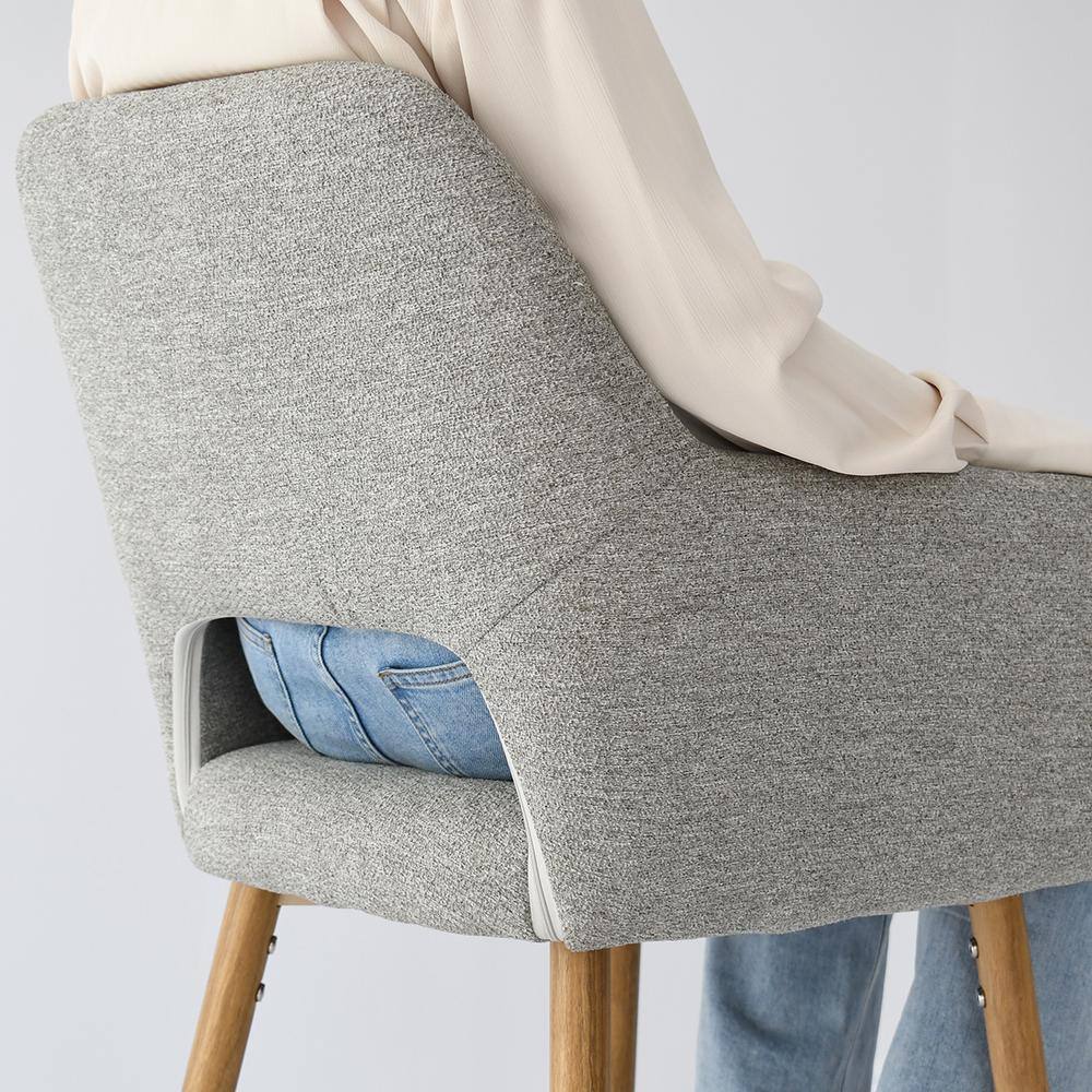 Blue Upholstered Counter Height Bar Stools with Oak Legs, Set of 2