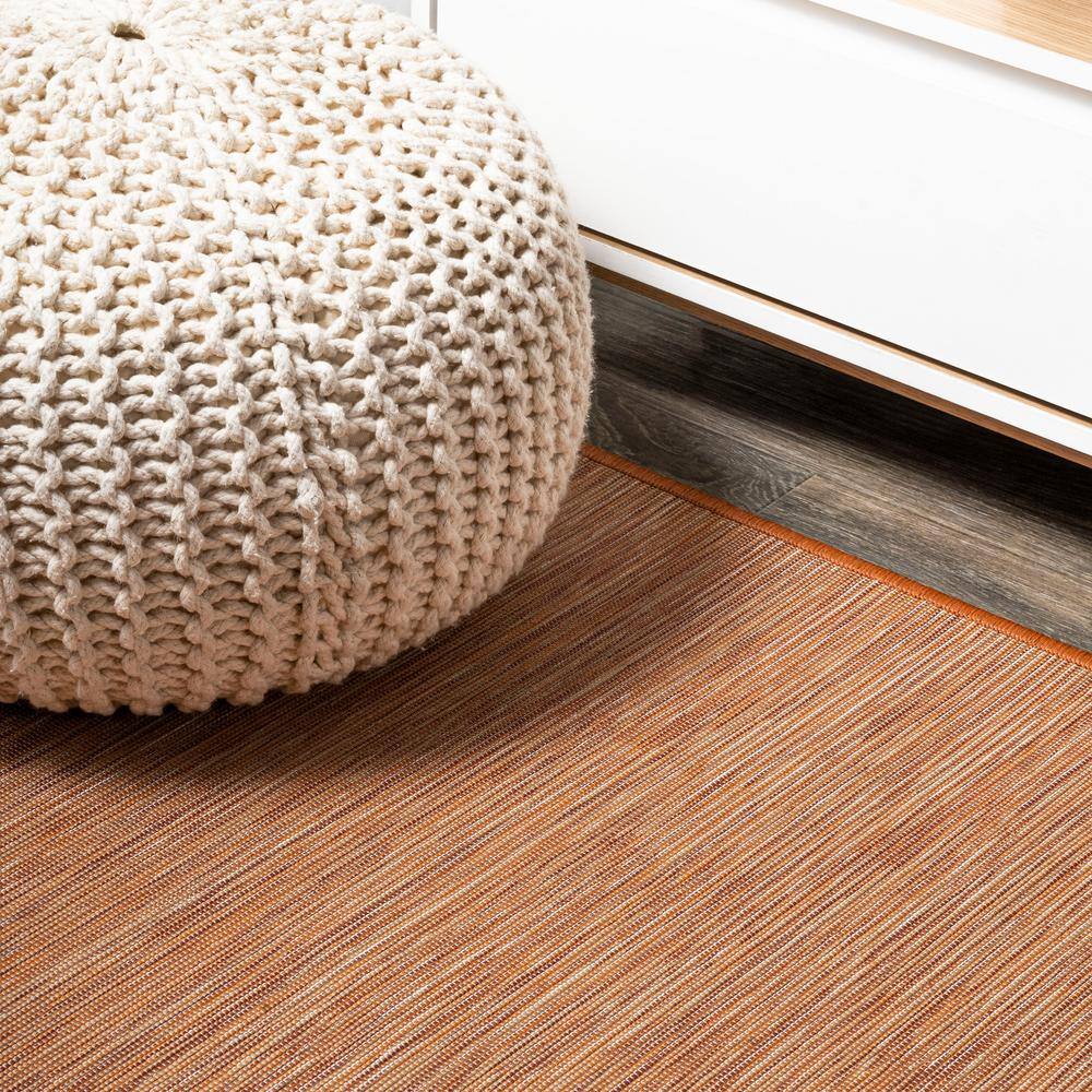 Ethan Modern Flatweave Solid Orange 6' Square Synthetic Rug