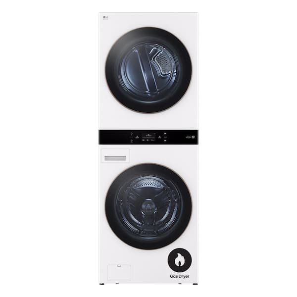 LG Studio WashTower Stacked Smart Laundry Center in Essence White 5.0 cu. ft. Front Load Washer 7.4 cu. ft. Gas Dryer