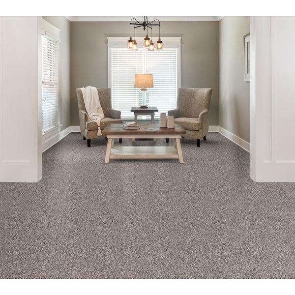 Riverbluff Warm Stone Beige 42 oz. Solution Dyed Polyester Texture Full Roll (1,125 sq. ft. /Roll)
