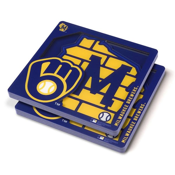 YouTheFan MLB Milwaukee Brewers 3D Logo Series Multi-Colored Coasters
