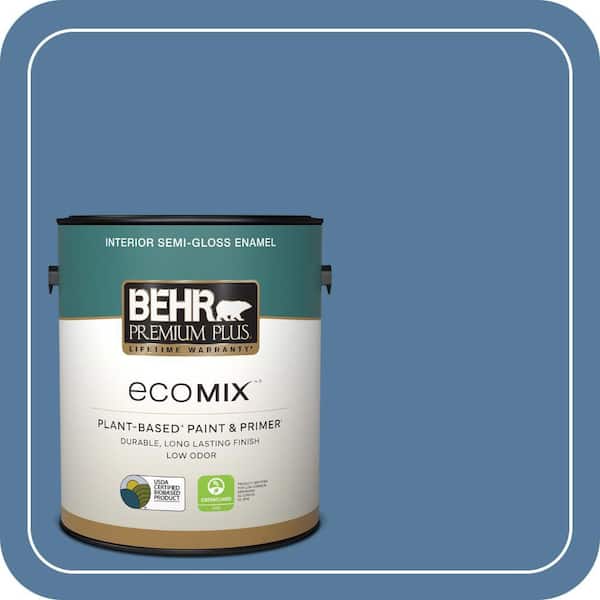 1 gal. #PPU14-02 Glass Sapphire Semi-Gloss Enamel EcoMix Plant-Based Interior Paint & Primer