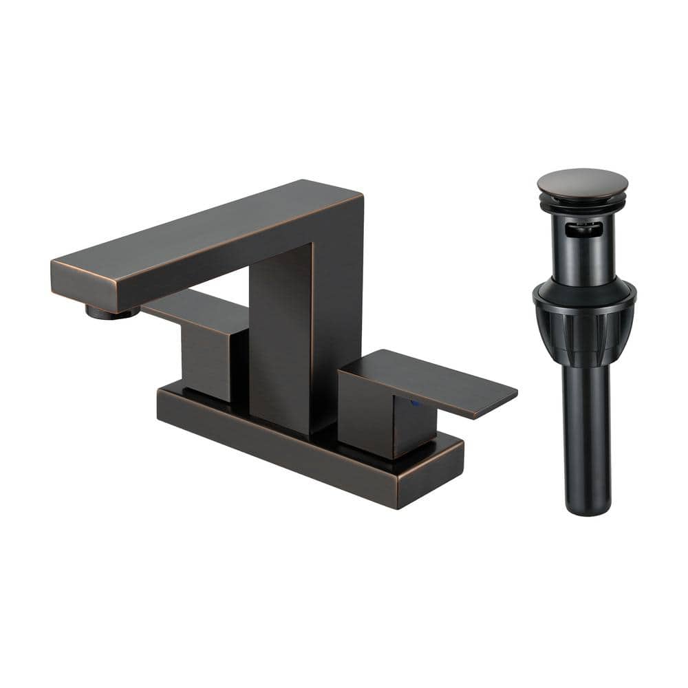 304-Stainless Steel 4 in. Centerset Double Handle Bathroom Faucet with Drain Kit Included in Oil Rubbed Bronze price history on PriceWatchPro