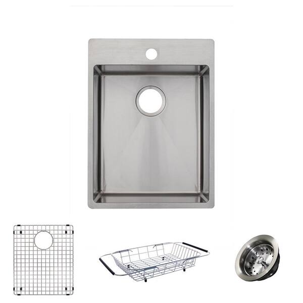 Franke Vector All-in-One Dual Mount Stainless Steel 17 in. 1-Hole Single Bowl Kitchen Sink Kit