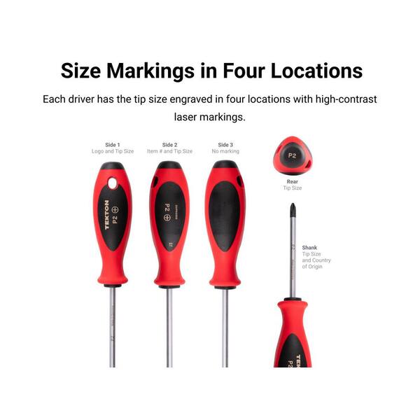 Distinction セット TEKTON Phillips and Slotted Screwdriver Set with Black Modular