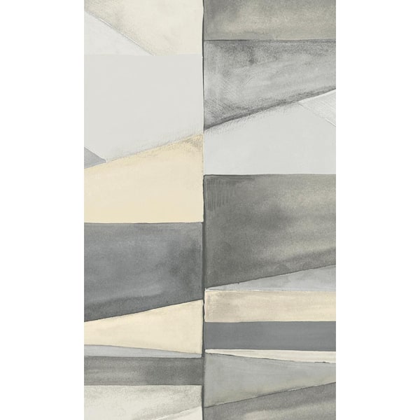 Walls Republic Grey Gradient Block Geometric Print Non-Woven Non-Pasted Textured Wallpaper 57 sq. ft.