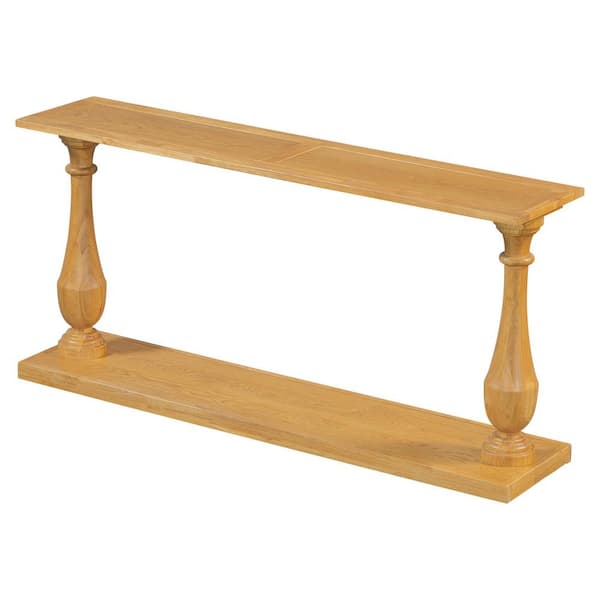 63 in. Natural Rectangle MDF Console Table with Luxurious Pine Veneer