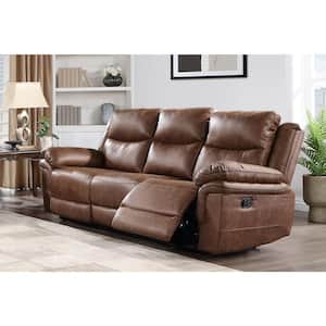 New Classic Furniture Ryland 88 in. Pillow Arm Polyester Rectangle Sofa in Brown