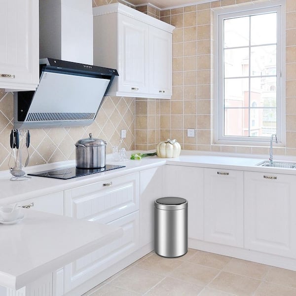 Innovaze 13 Gallon / 50-Liter Stainless Steel Oval Kitchen Motion Sensor Trash Can