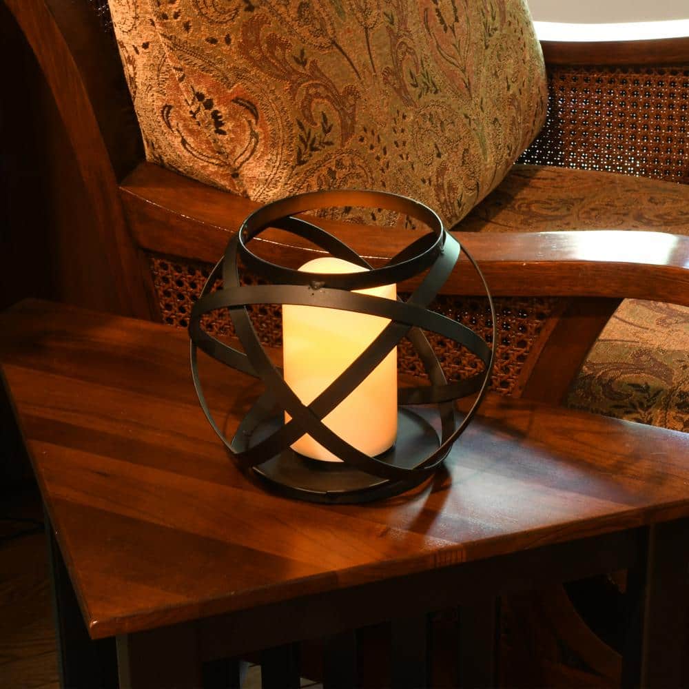 Modern Blackened Metal Circular Hanging Candle Lantern