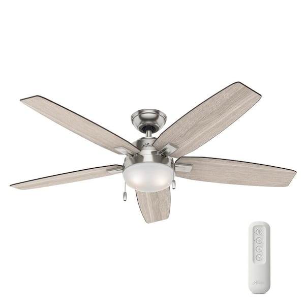 Hunter Antero 54 in. Indoor Brushed Nickel Ceiling Fan With LED Light Kit and Remote