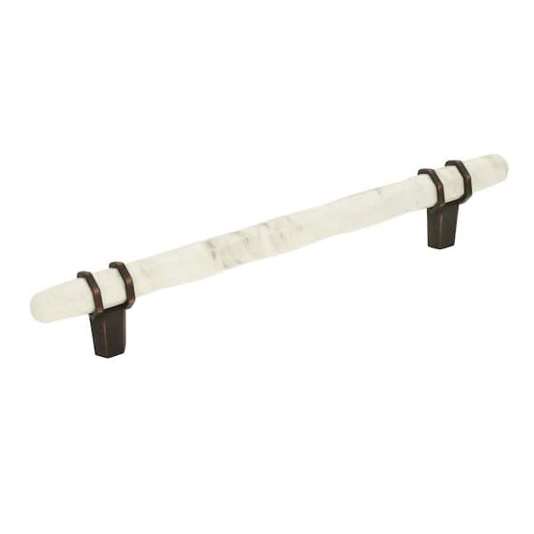 Amerock Carrione 6-5/16 in. (160 mm) Marble White/Oil-Rubbed Bronze Drawer Pull