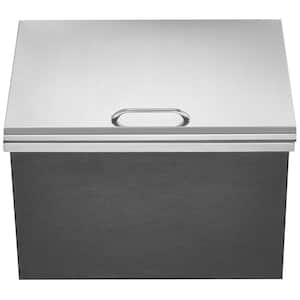 Drop in Ice Chest, 20 L x 16 W x 13 in. H Stainless Steel. Commercial ice bin with hinged cover, 40 qt. for kitchen