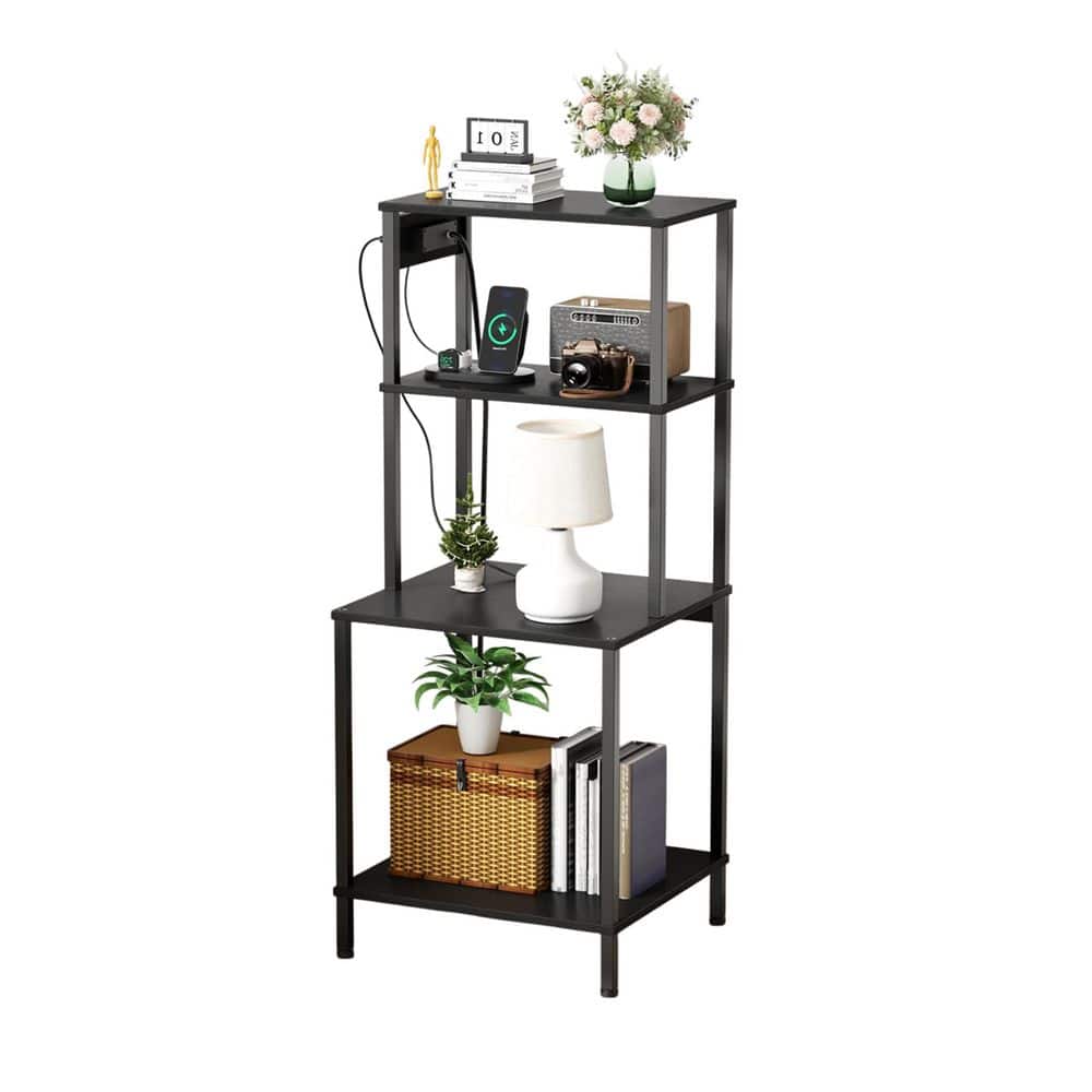 4-Tier Tall Printer Stand with Charging Station and Storage Large Space-Saving Printer Table Black for Home Office price history on PriceWatchPro
