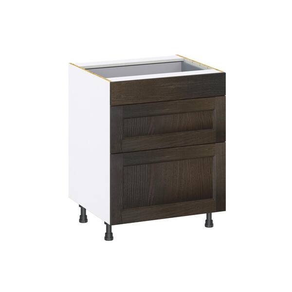 J COLLECTION Lincoln Chestnut Solid Wood Assembled 24 in. W x 34.5 in. H x 21 in. D Vanity Drawer Base Cabinet with 3Drawers