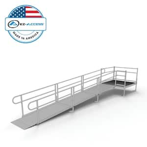 PATHWAY 18 ft. Straight Aluminum Wheelchair Ramp Kit with Solid Surface Tread, 2-Line Handrails and 5 ft. Top Platform