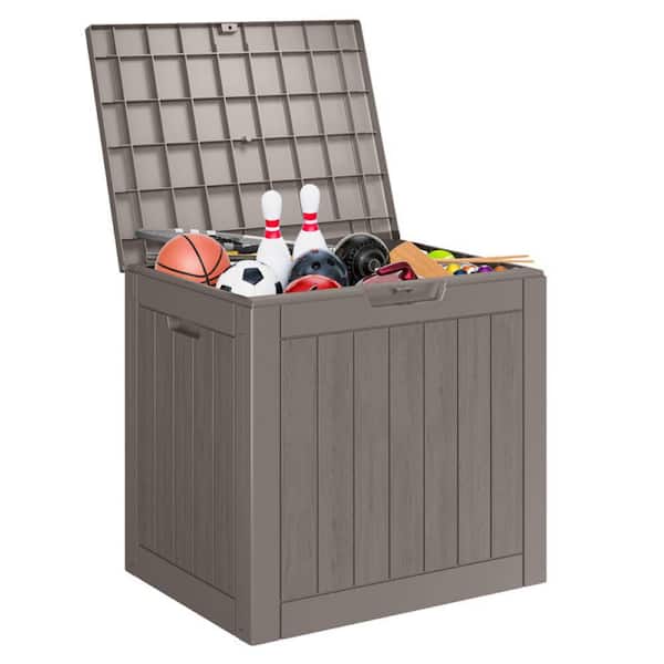 OUPES 31 Gal. Light Brown Resin Outdoor Storage Deck Box