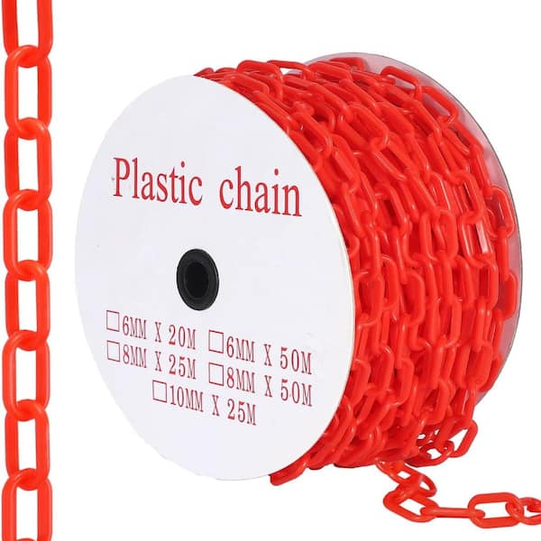 240 FT Plastic Chain Links, Safety Chain with 50 Hooks, Plastic Barrier Chains for Crowd Control, Parking Driveways