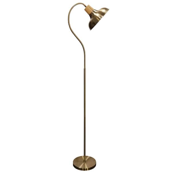 StyleCraft 64.5 in. Gold Floor Lamp with Gold Steel Shade