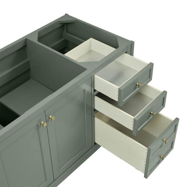 Chicago 60.0 in. Single Bath Vanity in Smokey Celadon with Wireless Charging Eternal Jasmine Pearl Quartz Top