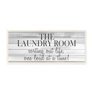7 in. x 17 in. " Laundry Sorting Out Life Typography Black and White Planked Look" by Kimberly Allen Wall Plaque Art
