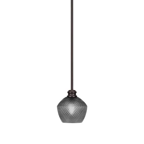 Unbranded Albany 60-Watt 1-Light Espresso Shaded Pendant Light with Smoke Textured Glass Shade, No Bulbs Included