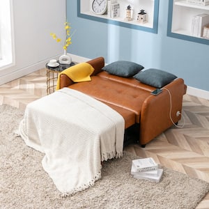 Angel 51.5 in. Width Brown PU Twin Size Sofa Bed